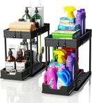 Meltrck 2 Pack Under Sink Organizer and Storage, 2 Tier Sliding Bathroom Organizers, Multi-Use Under Sink Organizer for Bathroom and Kitchen,Black