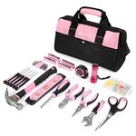 WORKPRO Pink Tool Kit, 106-Piece Home Repairing Tool Set with Wide Mouth Open Storage Bag