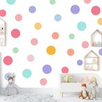 130 PCS Wall Stickers Colorful Polka Dot Wall Decals for Children Little Girls Room, Wall Decor Foil Polka Circles Dotted Stickers for Windows, Doors Furniture Devices Laptops Cupboards