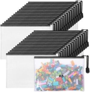 Jetec 32 Pcs Mesh Zipper Bags Toy Storage Bags Bikini Organizer Bags Waterproof Zipper Pouch Reusable Puzzle Bag Multipurpose for Organizing Storage Office(Black,7.5 x 5 Inch)
