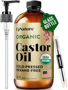 UpNature Organic Castor Oil in Glass Bottle (16 oz) 100% Pure Cold Pressed Unrefined Castor Oil for Hair Growth Support – Eyebrow Eyelash Growth Serum (Hexane Free)