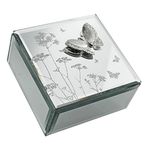 Juliana HE555JB Hestia Butterfly and Flowers Glass Jewellery Box