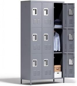 Spryygo 72" Height Metal Locker for Employees with 9 Door,Heavy Duty Steel Storage Lockers for Home Office School Gym Garage,Locker with Lock for Sports,Employees,Assembly Required