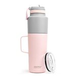 asobu 2 Pack 887ML Insulated Water Bottle with Straw Lid and 591ML Stainless Steel Insulated Coffee Cup (Pink)