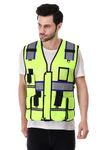 EVION Unisex-Adult Polyester Executive Reflective Casual Style Safety Jacket Es-050 With 5 Thermostat/Cut Resistance Pockets, Keep Yourself More 360 Degree Visibility (Xl),Green