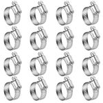 Winlong Stainless Steel Hose Clamps - 16 Pack Worm Gear Drive Hose Clamps SAE 10 Clamping Range from 1/2 Inch to 1-1/16 Inch (13mm-26mm) for Automotive Plumbing,1/2'', 3/4'', 1'' Hose Clamps