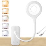 CUHIOY Clip on Reading Light for Bed, Rechargeable Battery Reading Light, 5 Color 5 Brightness & Touch Control Headboard Lamp, Large Clamp Desk Light with Flexible Neck, Eye Protect Bedside Book Light