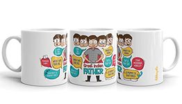 Oye Happy - Great Indian Father Illustrated Premium Mug - Best Gift for Dad on Birthday/Father's Day