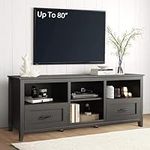 SAINTCY Black 70 in TV Stand for TV