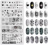 (Punk) - MRFOX 5 Pcs Nail Plates Stamping Set Marbled Punk Spider Web Heart Star Theme Leaf Nail Art DIY Stamping Template