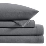 Softan Plush Micro Fleece Twin Bed Sheet Set, 3 Piece Polar Fleece Velvet Sheets with 15" Deep Pocket Fitted Sheet, Flat Sheet and Pillowcase, Warm and Soft, Dark Gray