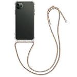 kwmobile Crossbody Case Compatible with Apple iPhone 11 Pro Max Case - Clear TPU Phone Cover w/Lanyard Cord Strap - Transparent/Dark Pink/Violet