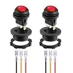 Gebildet Waterproof Red LED Rocker Toggle Switch with Round Shell 3 Pin 12DC-20A/24VDC-10A for Automotive Car Truck Rocker Switch ON Off -2Pack