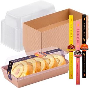 Lainrrew 50 Sets Roll Cake Box, Swiss Roll Plastic Containers Sandwich Paper Box with Clear Lids Muffin Cheese Pastry Dessert Box Sushi Fruits Display Food Storage Holder Cupcake Container Box