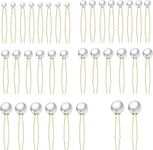 36 Pieces Pearl Hair Pins, BetterJonny 6 Sizes U Shaped Bridal Hair Styling Pins Gold Bobby Pins for Wedding Party women Girls Bride Bridesmaid