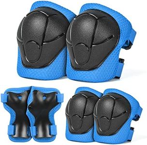 VICTGOAL Kids Knee Pads and Elbow Pads with Wrist Guards Set Protective Gear Set for Boys Girls 3-8 Years Child Toddler 3 in 1 for Skateboard Cycling Bike Scooter Roller Skates (Blue, S(3-8 Years))