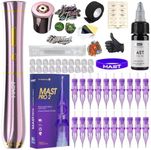 Mast Tattoo P40 Cordless Tattoo Gun Machine Kit Rotary Tattoo Pen for Eyebrows/Lips/Eyeliner 20Pcs Cartridge Needles Lightweight Slim Body for Artists Pink