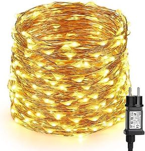 BrizLabs Stringa Luci Natalizie 20M 200 LED Filo Rame Catene Luminose Interno e Esterno Impermeabile 8 Modalità con Spina Ghirlanda Luminosa per Casa, Feste, Matrimonio, Natale, Bianco Caldo