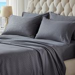 SLEEP ZONE Luxury Embossed Queen Sheets Set, Four-Leaf Clover Pattern Sheet & Pillowcase Sets 4 Piece - Super Soft, Wrinkle Free, Fade Resistant, Deep Pocket 16" (Gray, Queen)