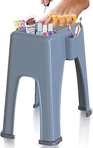 Skywin Pedicure Foot Rest - Non-Slip Pedicure Stand Footrest, Side and Back Pockets Holds Pedicure Essentials, 9 x 7 x 10 inches (Grey)