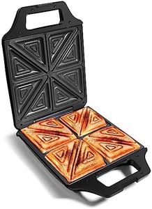 VonShef Sandwich Toaster 4 Slice – Toastie Maker with Non-Stick Plates, 1600W, Deep Fill Toastie Maker for Grilled Cheese Toasties with Cool Touch Handles, Easy Clean, Stainless Steel – Black