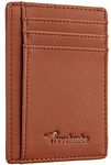 Travelambo Front Pocket Minimalist Leather Slim Wallet RFID Blocking Medium Size(VP Brown)