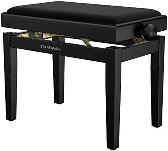 Starfavor Piano Bench Adjustable, Keyboard Chair Wooden Piano Stool Padded Seat Cushion, Black, SPB-480K