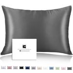 Ravmix Silk Pillow Case for Hair and Skin with Hidden Zipper, Both Sides 21Momme 100% Mulberry Silk Pillowcase Cooling Pillow Cover, Gift for Women Men, Standard Size 20×26 inches, 1PCS, Space Gray