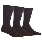 Chaps mens Assorted Solid Dress Crew Socks (3 Pack), Brown, 6-12