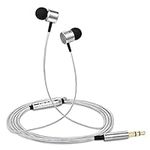 Betron B650 in Ear Headphones Earphones Wired with Noise Isolating Earbuds Tangle-Free Cord Carry Case Soft Ear Buds 3.5mm Plug, Silver