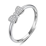 BORUO 925 Sterling Silver Ring, Classic Bow Forever Love Knot Promise Rings Cubic Zirconia CZ Wedding Band Size 4-12, sterling-silver, Cubic Zirconia