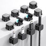 Ciwoda [12 Pack] Magnetic Cable Clips [Smooth Adjustable] Cord Holder, Under Desk Cable Management, Adhesive Wire Holder Keeper Organizer for Home Office Desk Phone Car Wall Desktop Nightstand (Black)