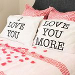 I Love You & Love You More Cotton Polyester Standard Size Pillowcase Pair for Bedroom Home Decoration Set Anniversary Valentine's Day Gift by Super Z Outlet