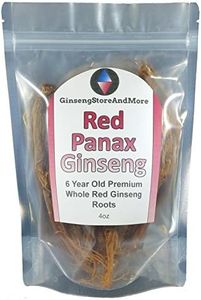 Red Panax Ginseng 1-16oz | 6 Year Old Whole Roots | Korean Red Ginseng | Premium Grade, Very Large, and Sugar Free | High Ginsenosides for Energy, Mental Health and Performance for Men & Women (4oz)