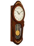 CHRONIKLE Elegant Vertical Wooden Case Analog Pendulum Chime Musical Wall Clock for Living Room Home Decorations Office Gifts (Size: 26 x 10.3 x 56 CM | Weight: 1955 Gram | Color: Brown)