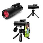 HINISO 12X56 HD Monocular High Power Prism and Quick Smartphone Holder, Tripod, Strap & Case Waterproof Fog- Proof Shockproof Scope -BAK4 Prism FMC for Bird Watching Camping Travelling Wildlife
