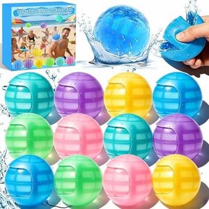 12Pcs Reusable Water Balloons, Pool Beach Water Toys for Kids, Summer Toy Water Bomb Balloons Toy for Boys & Girls, Outdoor Activities Water Games Toys Self Sealing Water Splash Ball for Fun