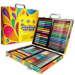 KreativeKraft Colouring Pens Set 70 Pcs, Felt Tip Pens Glitter Gel Pens Glitter Markers in Art Case