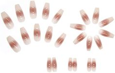 Long Press On Nails - Gel Press On Nails,French Coffin False Nails Full Fake Nails Artificial Nails for Salon Women