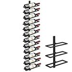 YALINKA Wall Mounted Wine Rack Holds 12 Bottles, Adjustable Separable Black Metal Hanging Wine Bottle Holder Holds 6 Bottles, Liquor Bottle Display Shelf for Kitchen Pantry Bar Wine Cellar