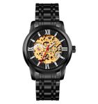 SKMEI Men's Automatic Mechanical Watch, 30M Water-Resistant, Zinc Alloy Case, Stainless Steel Band, Glass Crystal, 41mm Case Width, Self-Wind Movement 9222 (9222, Black Black)