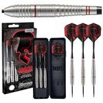 Harrows Rage Steel Tip Darts Set 21g, 22g, 23g, 24g - Includes Black Speedline Shafts, Micron Rage Flights & Travel Case