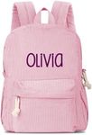 Personalized Corduroy Backpack Cute Toddler Bag Backpack –Back To School Preschool Kindergarten Toddler Backpack for Boys and Girls (pink)