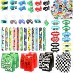 110 Pcs Video Game Party Favors, Gamer party Favors - 12 sets of Gaming Birthday Goodie Bags Included Gift Bags, Game Keychain, Slap Bracelet, Stickers, Game Ring, Hand Strap for Gaming Kids