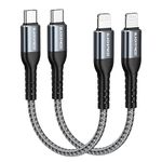 BLACKSYNCZE USB C to Lightning Cable, 2Pack 0.3M USB C iPhone Charger Cable MFi Certified Short Nylon Braided PD Fast iPhone Charging Cable for iPhone 14 13 12 11 Pro Max Mini XR XS X 8 Plus 7 6s 5s