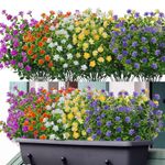 Dremisland 10 Bundles Artificial Flowers Outdoor UV Resistant Faux Flowers Fake Boxwood Plants Spring Summer Decoration Home Greenery Shrubs Window Porch Home Garden Farmhouse Decor (Multi Colors)