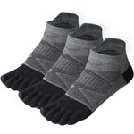 Meaiguo Women's Toe socks No Show Five Finger Socks For Men Cotton Athletic Toe Socks Running 3 Pairs, Grey/3 Pairs, Medium