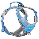 ThinkPet No Pull Harness Breathable Sport Harness with Handle-Dog Harnesses Reflective Adjustable for Medium Large Dogs,Back/Front Clip for Easy Control M Light Blue