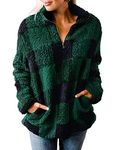 Women's Fleece Sherpa Pullover Sweatshirt Long Sleeve Soft Fuzzy Outwear Coat with Pockets