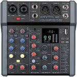 Weymic A60 Professional Mixer for Recording DJ Stage Karaoke Music Application w/ 99 DSP Effect USB Drive for Computer Recording Input, XLR Microphone Jack, 48V Power for Professional(6-Channel)